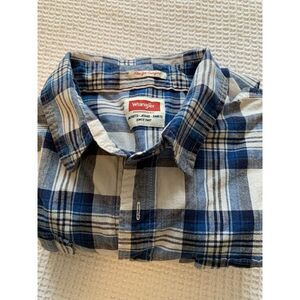 Wrangler Long Sleeve Shirt Men's XL Blue Cowboy‎ Plaid Rancher Western